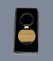 BAMBOO METAL KEYCHAIN ROUND SHAPE