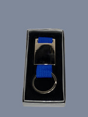 METAL KEYCHAI RECTANGLE SHAPE WITH BLUE STARQ & SPACE FOR EPOXY PRINTING