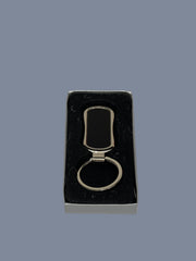 Metal Keychain Rectangular Oval with Black Plate (749) | Custom Engraving in Qatar | Raifa Print
