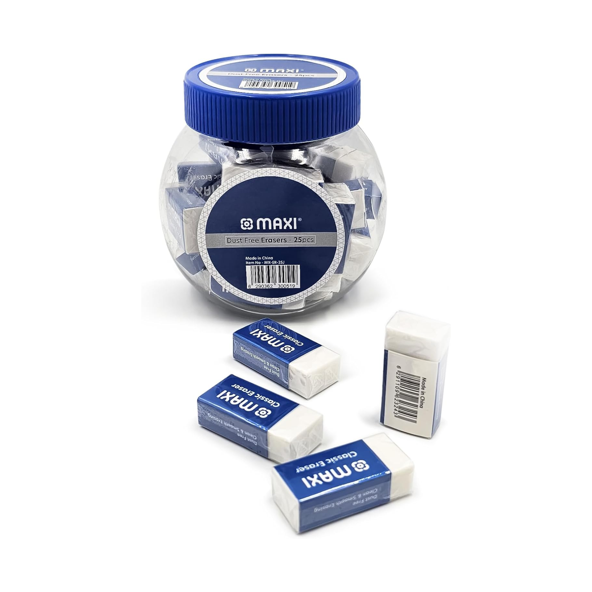Maxi small erasers jar of 25 pcs for school and office in Qatar