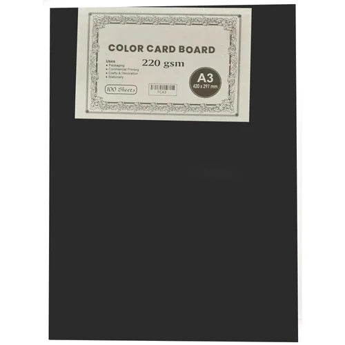 Premium color card board 220gsm A3 black color,100 sheets