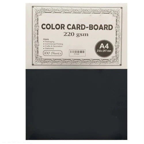 Premium color card board 220gsm A4 black color,100 sheets