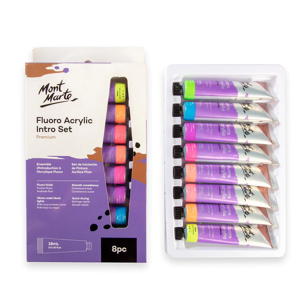 Fluoro Acrylic Paint Intro Set Premium 8pc x 18ml (0.6 US fl.oz)