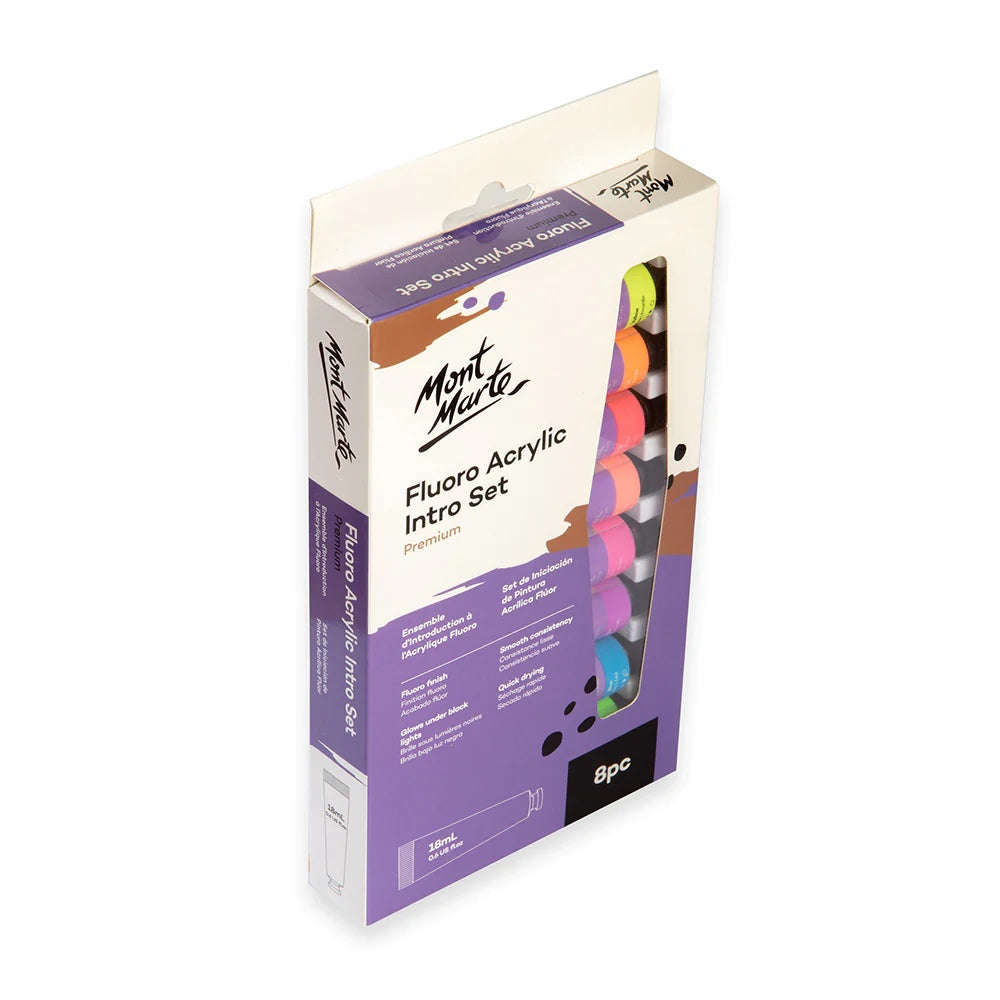 Fluoro Acrylic Paint Intro Set Premium 8pc x 18ml (0.6 US fl.oz)