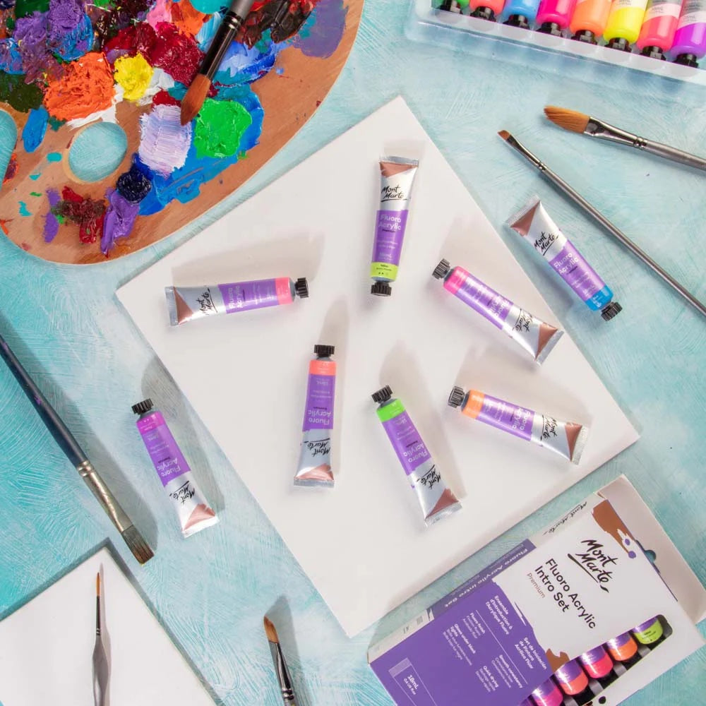 Fluoro Acrylic Paint Intro Set Premium 8pc x 18ml (0.6 US fl.oz)