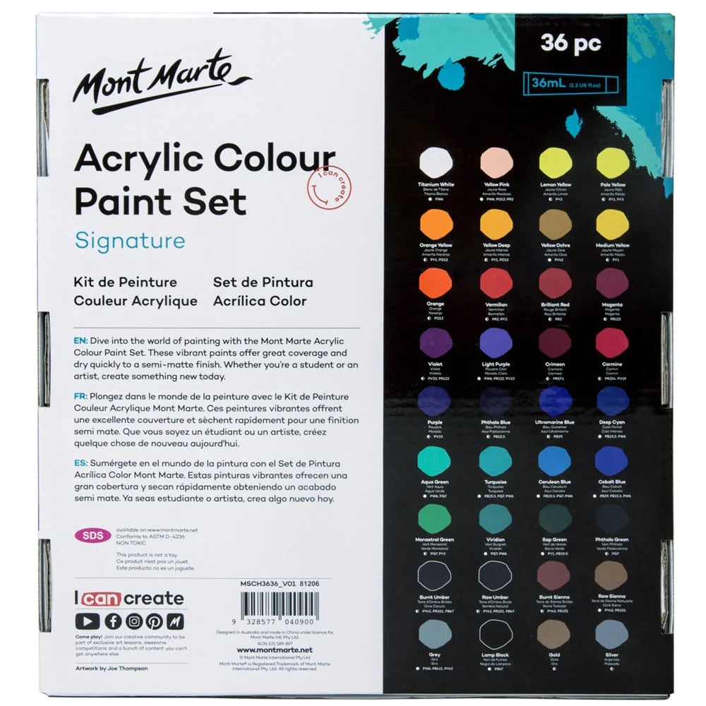 Acrylic Colour Paint Set Signature 36pc x 36ml (1.2oz)