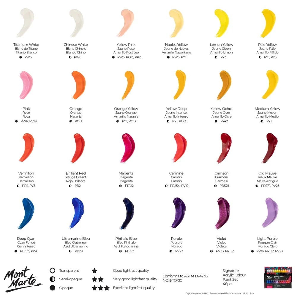 Acrylic Colour Paint Set Signature 48pc x 36ml (1.2 US fl.oz)