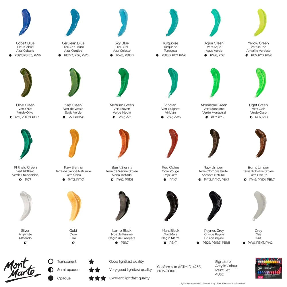 Acrylic Colour Paint Set Signature 48pc x 36ml (1.2 US fl.oz)