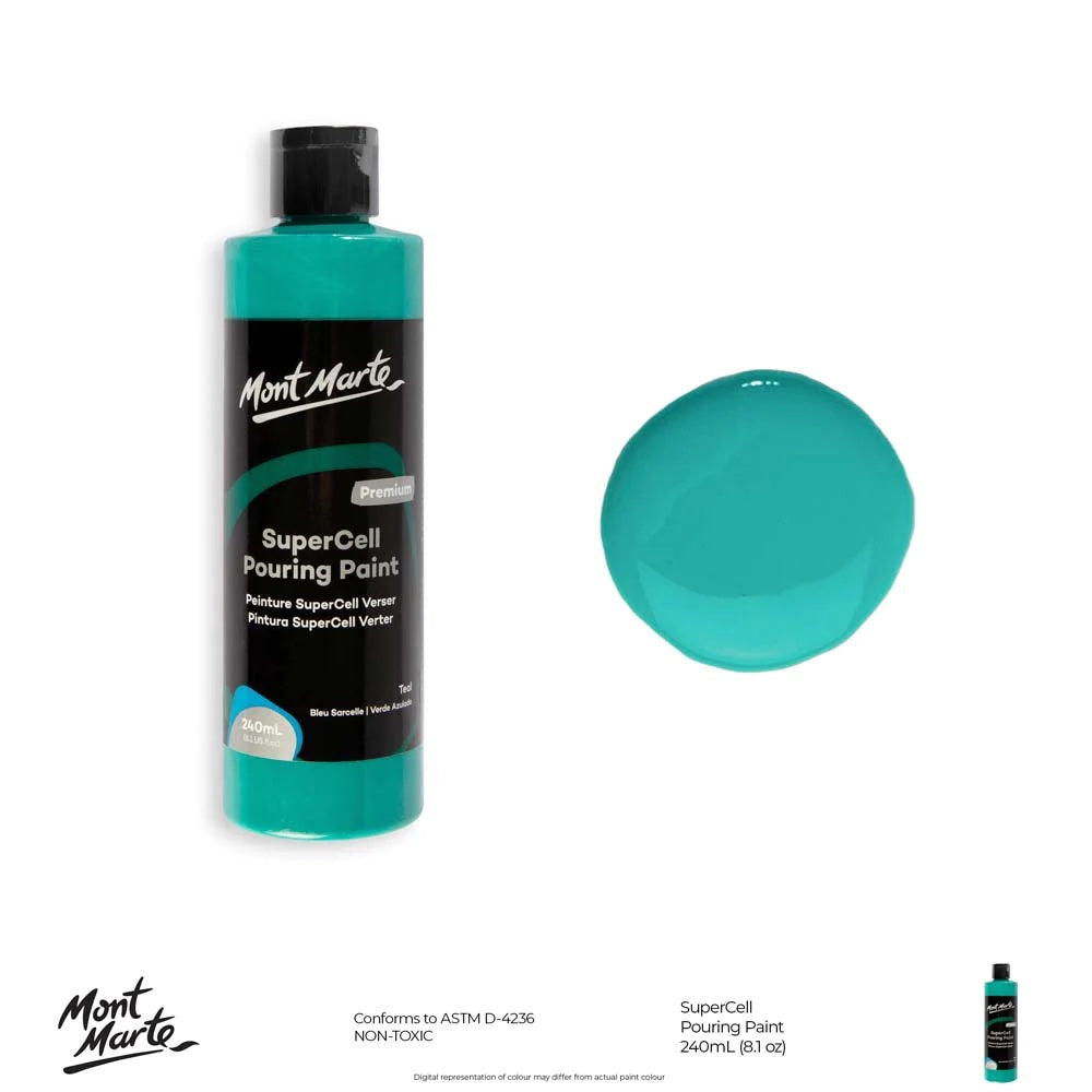 SuperCell Pouring Paint Premium 240ml (8.1 US fl.oz) - Teal
