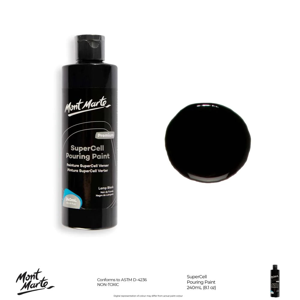 SuperCell Pouring Paint Premium 240ml (8.1 US fl.oz) - Lamp Black