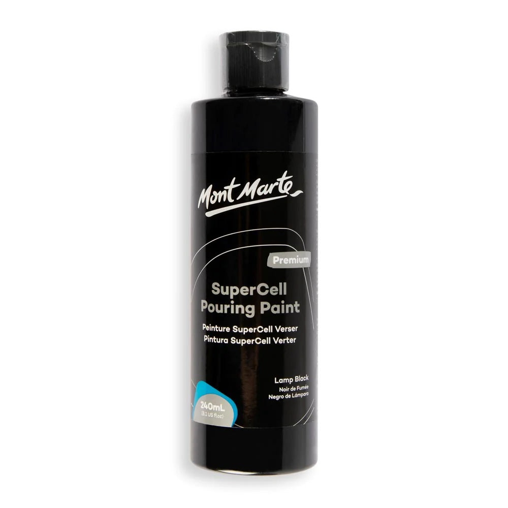 SuperCell Pouring Paint Premium 240ml (8.1 US fl.oz) - Lamp Black