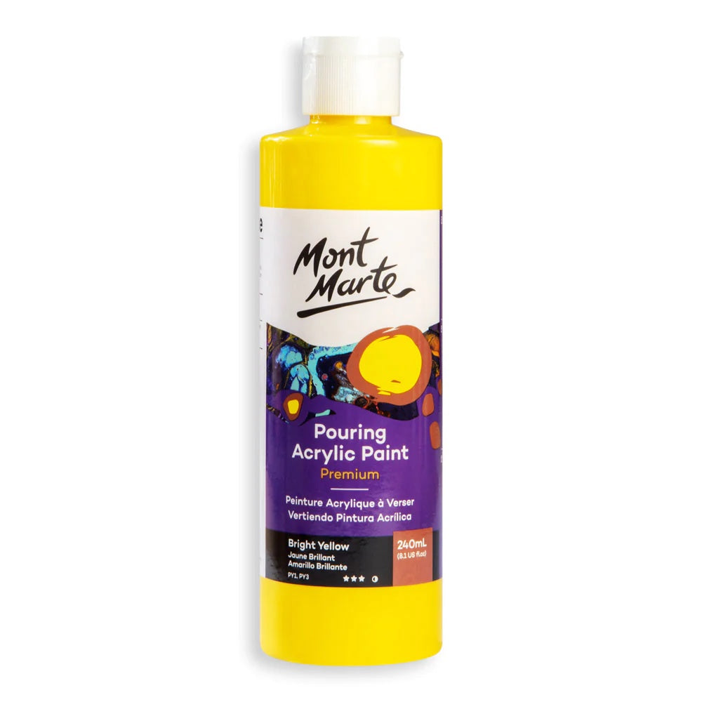 Pouring Acrylic Paint Premium 240ml (8.12 US fl.oz) - Bright Yellow
