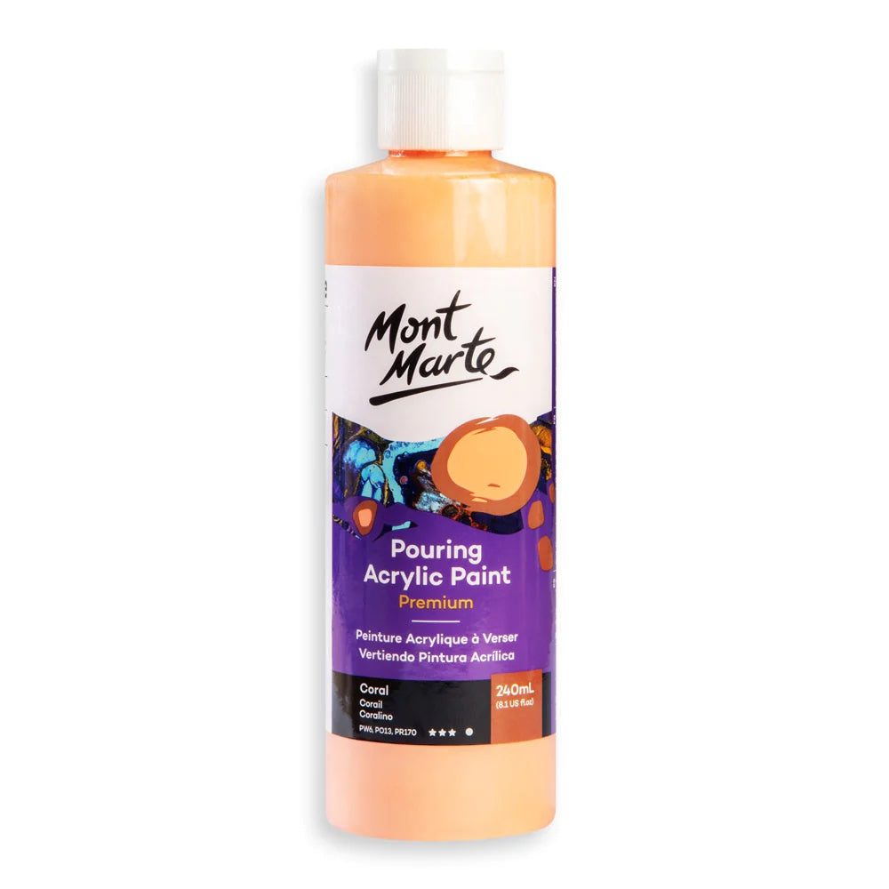 Pouring Acrylic Paint Premium 240ml (8.12 US fl.oz) - Coral