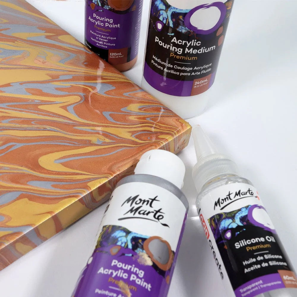 Pouring Acrylic Paint Set Premium 4pc x 120ml (4.05 US fl.oz) - Metallic