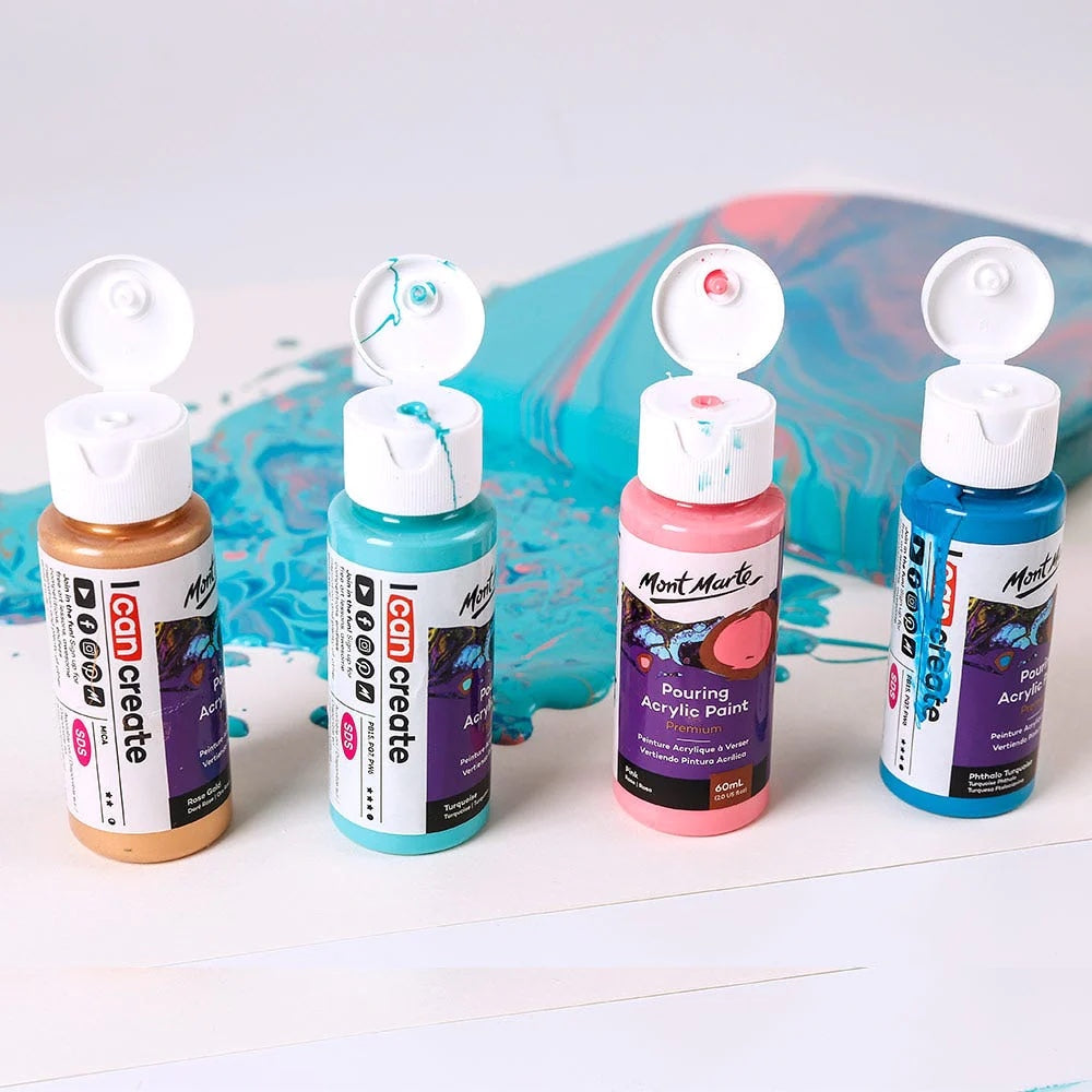 Pouring Acrylic Paint Set Premium 4pc x 60ml (2 US fl.oz) - Flamingo