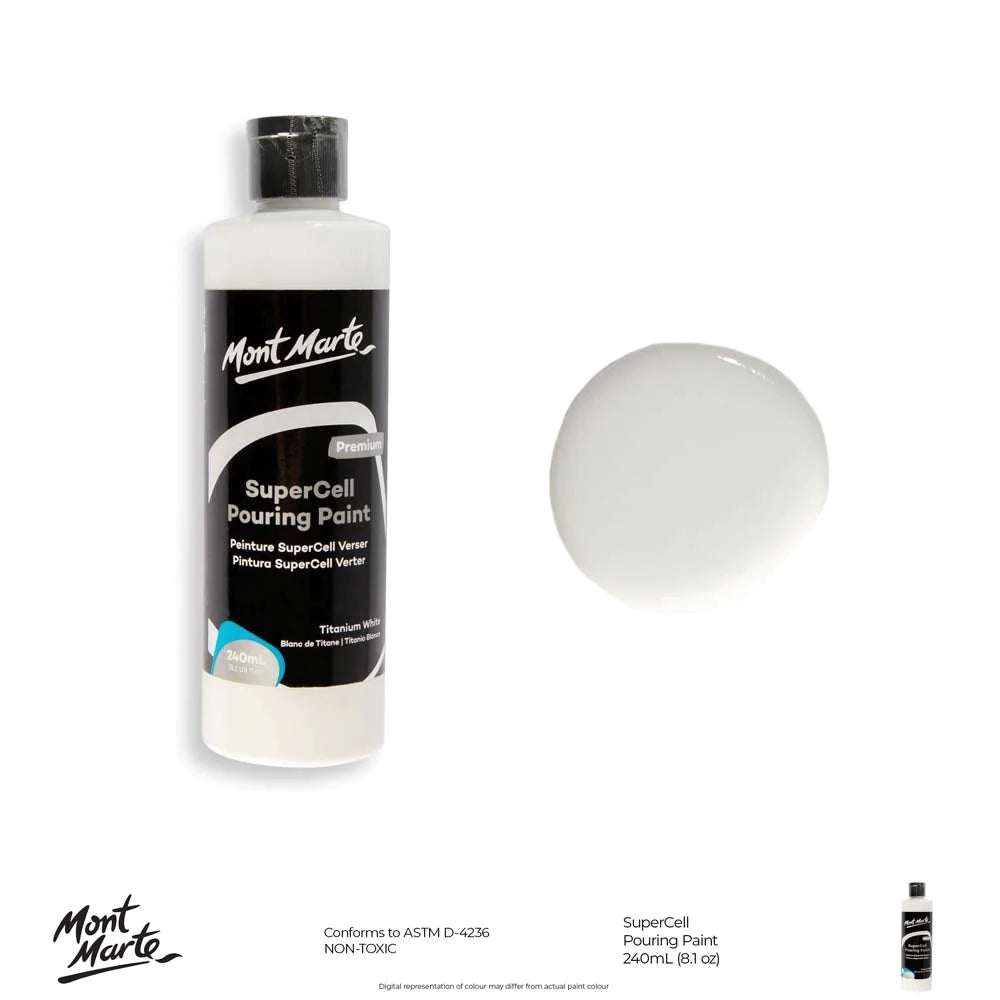 SuperCell Pouring Paint Premium 240ml (8.1 US fl.oz) - Titanium White