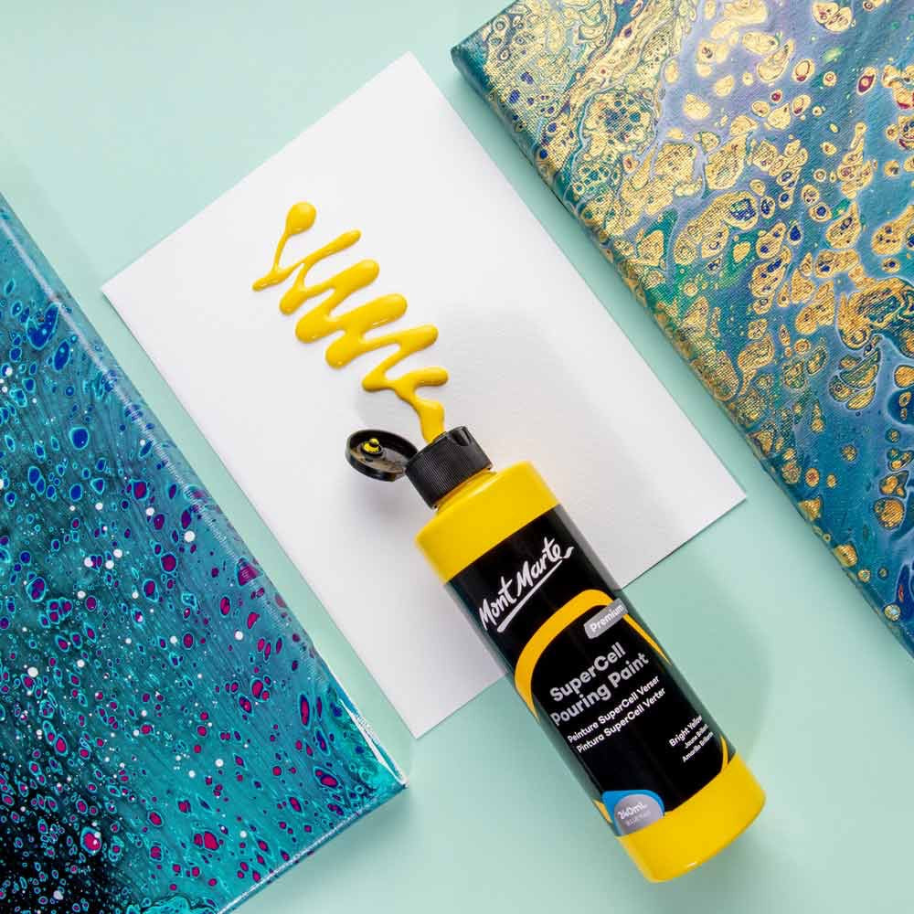 SuperCell Pouring Paint Premium 240ml (8.1 US fl.oz) - Bright Yellow