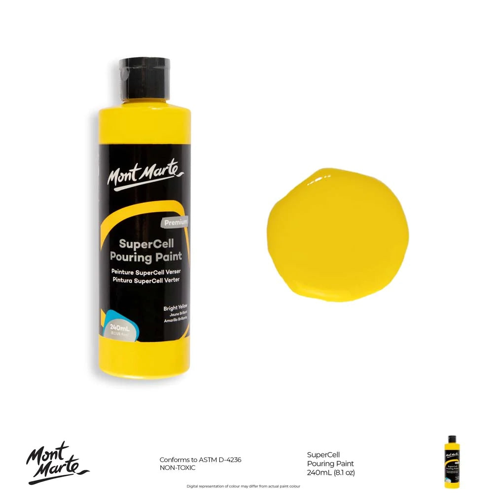 SuperCell Pouring Paint Premium 240ml (8.1 US fl.oz) - Bright Yellow