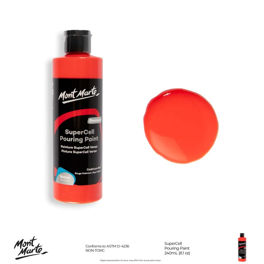SuperCell Pouring Paint Premium 240ml (8.1 US fl.oz) - Cadmium Red