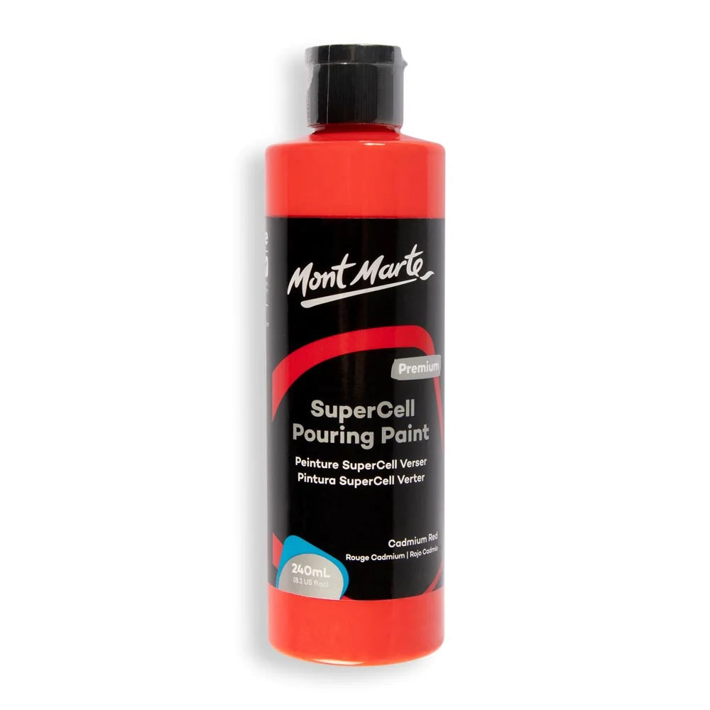 SuperCell Pouring Paint Premium 240ml (8.1 US fl.oz) - Cadmium Red