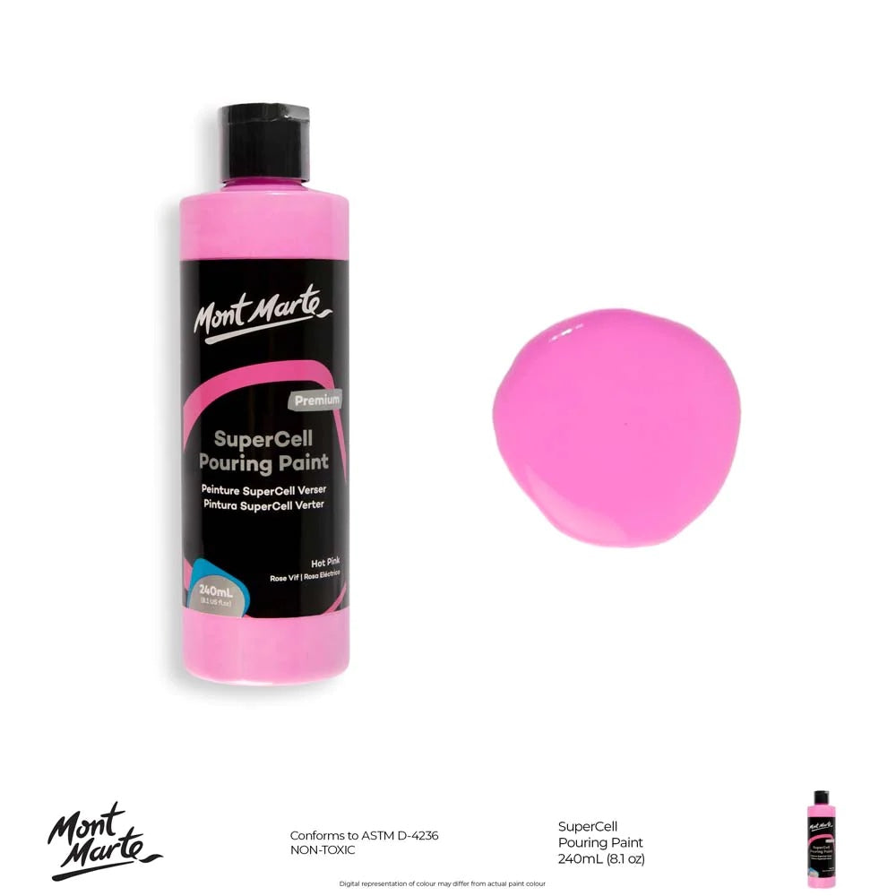 SuperCell Pouring Paint Premium 240ml (8.1 US fl.oz) - Hot Pink