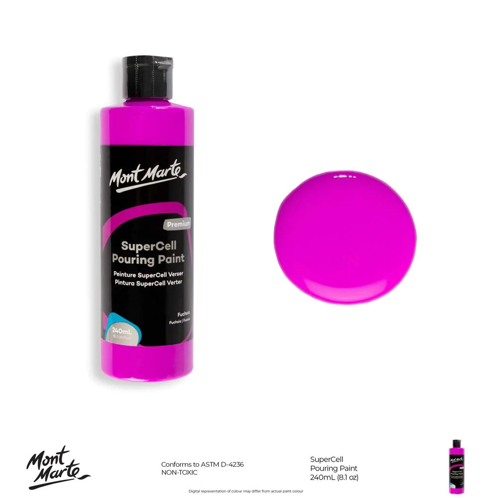 SuperCell Pouring Paint Premium 240ml (8.1 US fl.oz) - Fuchsia