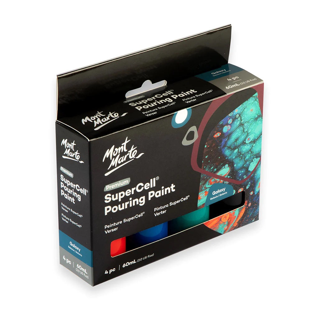 SuperCell Pouring Paint Set Premium 4pc x 60ml (2 US fl.oz) - Galaxy