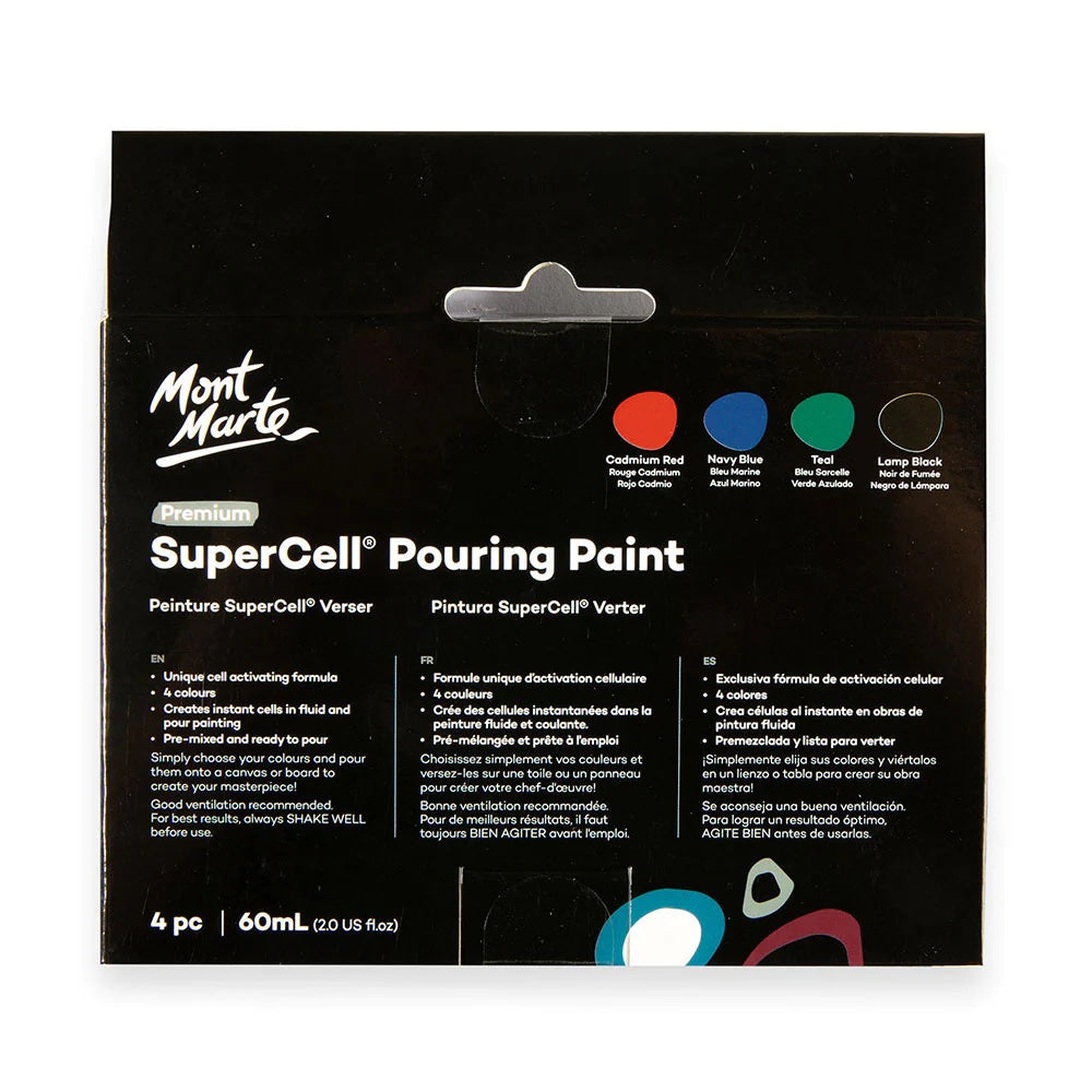 SuperCell Pouring Paint Set Premium 4pc x 60ml (2 US fl.oz) - Galaxy