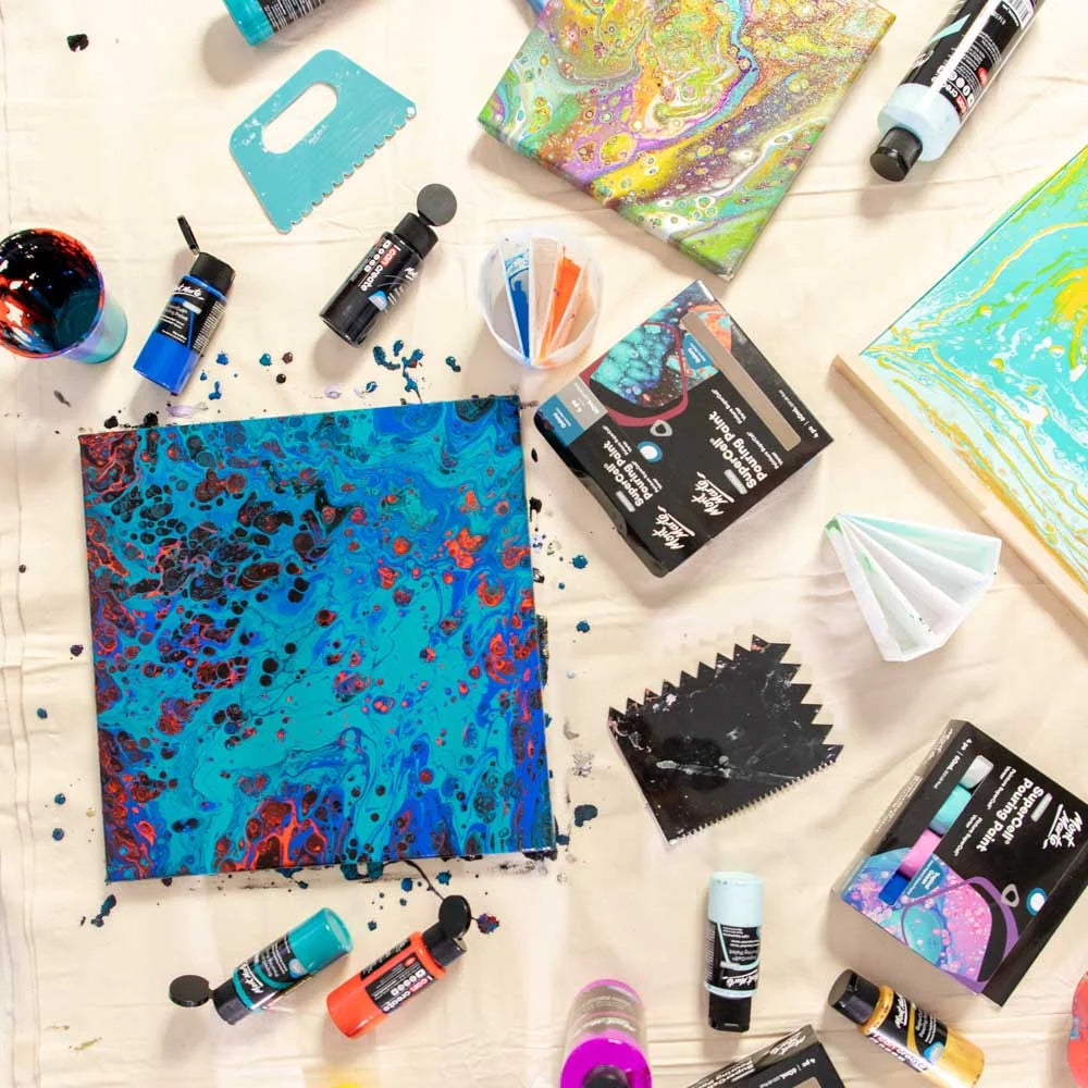 SuperCell Pouring Paint Set Premium 4pc x 60ml (2 US fl.oz) - Galaxy