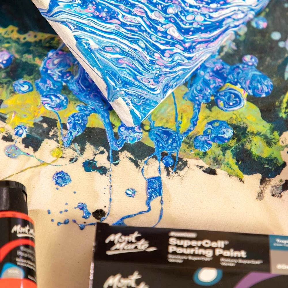 SuperCell Pouring Paint Set Premium 4pc x 60ml (2 US fl.oz) - Tropical Ocean