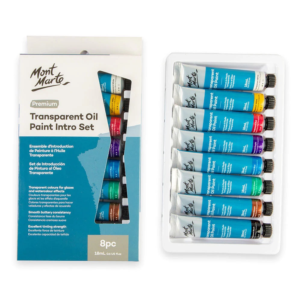Transparent Oil Paint Intro Set Premium 8pc x 18ml (0.6 US fl.oz)