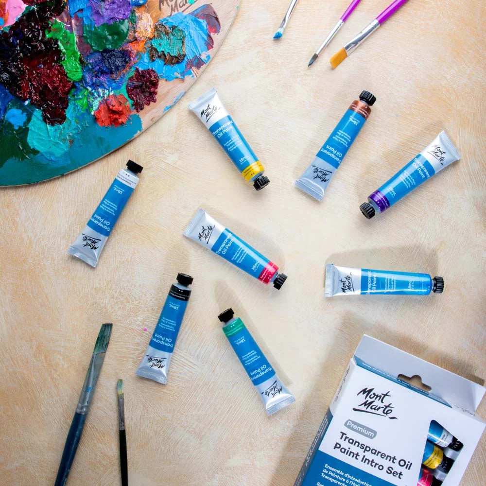 Transparent Oil Paint Intro Set Premium 8pc x 18ml (0.6 US fl.oz)
