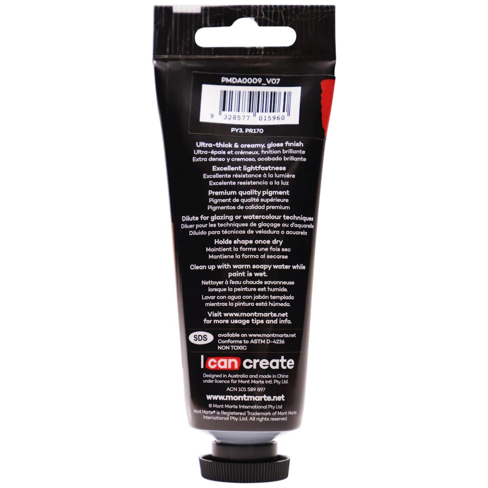 Dimension Acrylic Premium 75ml (2.5 US fl.oz) Tube - Azo Vermillion