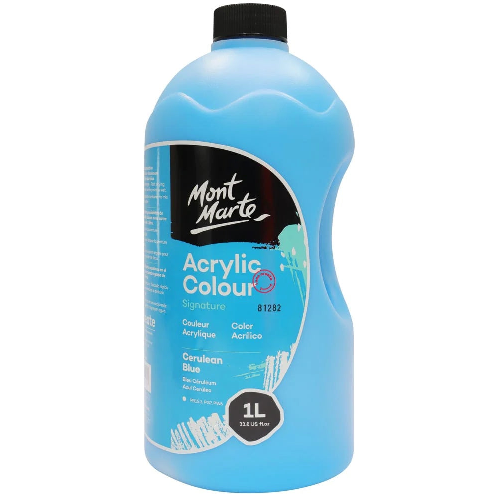 Acrylic Colour Signature 1L (33.8 US fl.oz) Bottle - Cerulean Blue