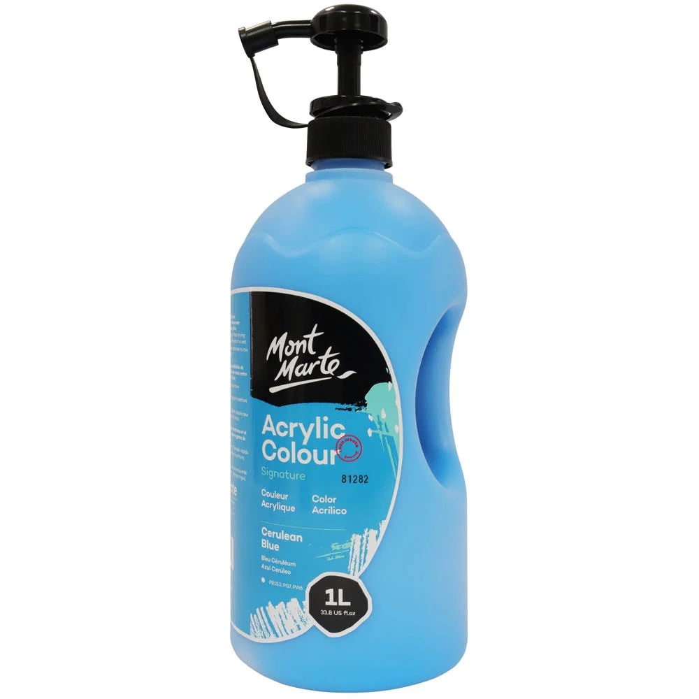 Acrylic Colour Signature 1L (33.8 US fl.oz) Bottle - Cerulean Blue