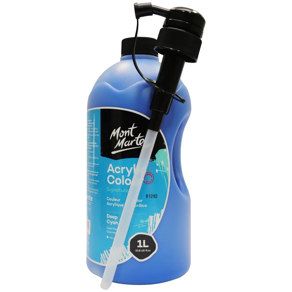 Acrylic Colour Signature 1L (33.8 US fl.oz) Bottle - Deep Cyan