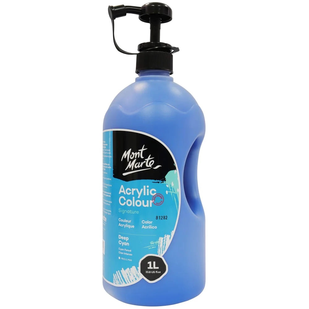 Acrylic Colour Signature 1L (33.8 US fl.oz) Bottle - Deep Cyan