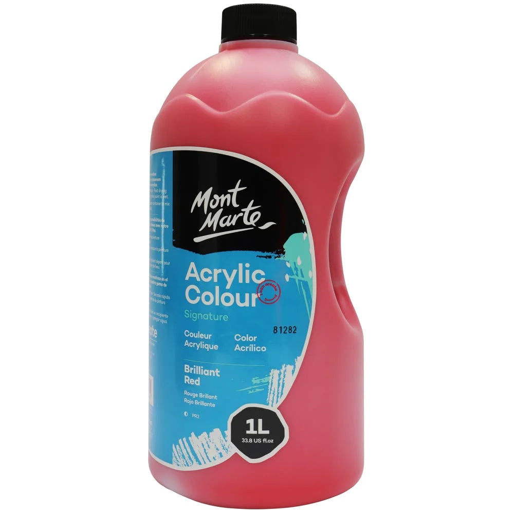 Acrylic Colour Signature 1L (33.8 US fl.oz) Bottle - Brilliant Red