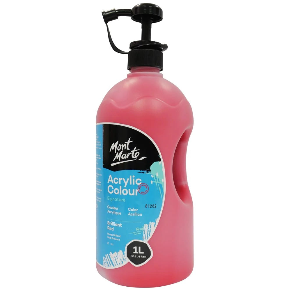 Acrylic Colour Signature 1L (33.8 US fl.oz) Bottle - Brilliant Red