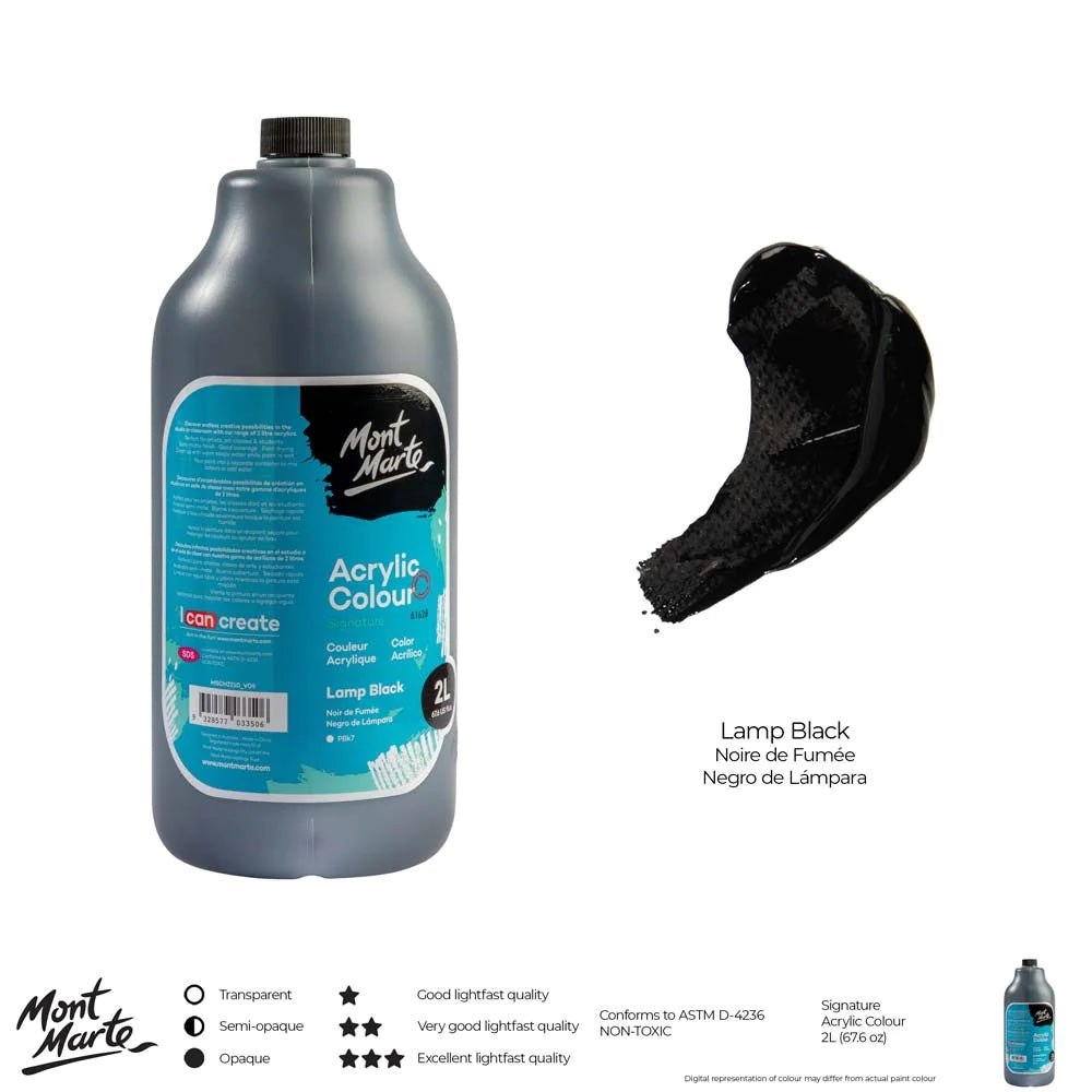 Acrylic Colour Paint Signature 2L (67.6 US fl.oz) Bottle – Black