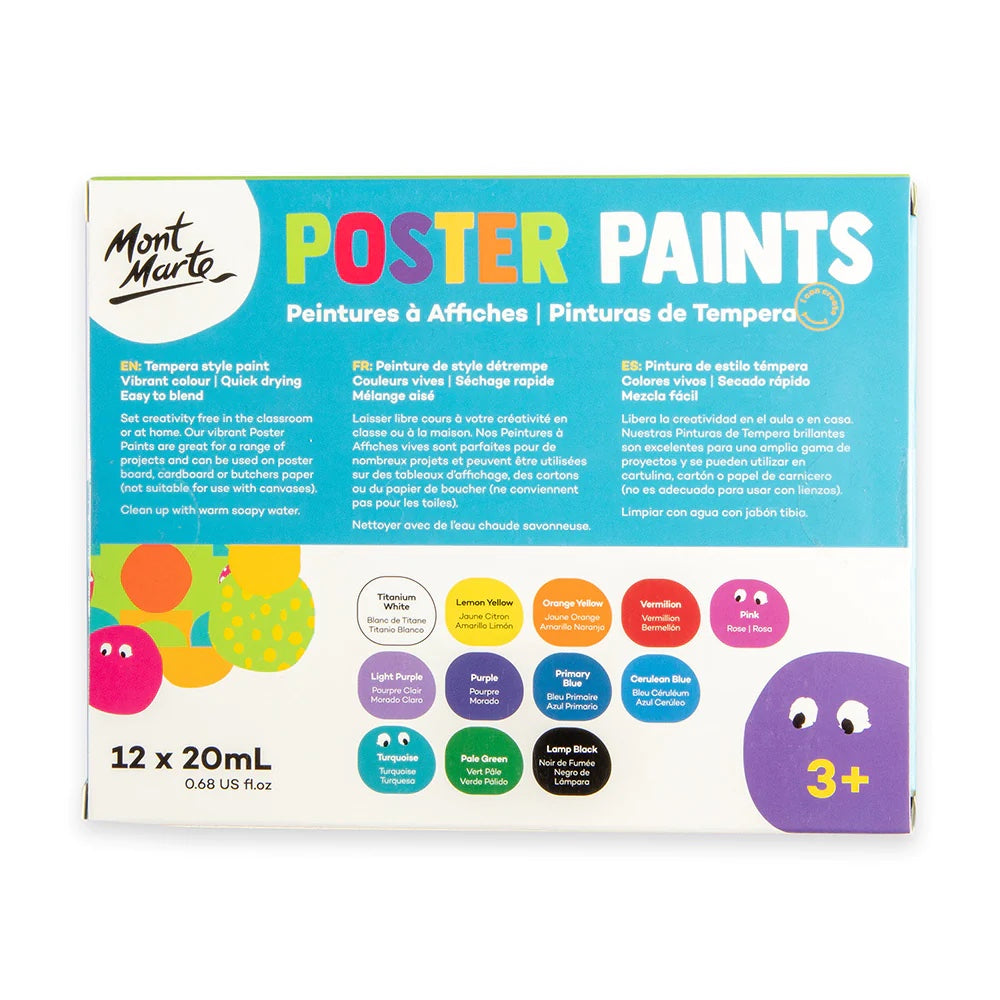 Poster Paints 12pc x 20ml (0.68 US fl.oz)
