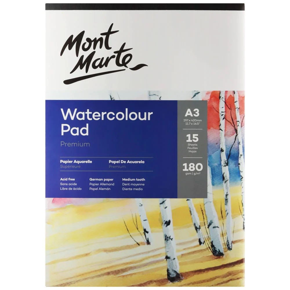 Watercolour Pad German Paper Premium A3 180gsm 15 Sheet