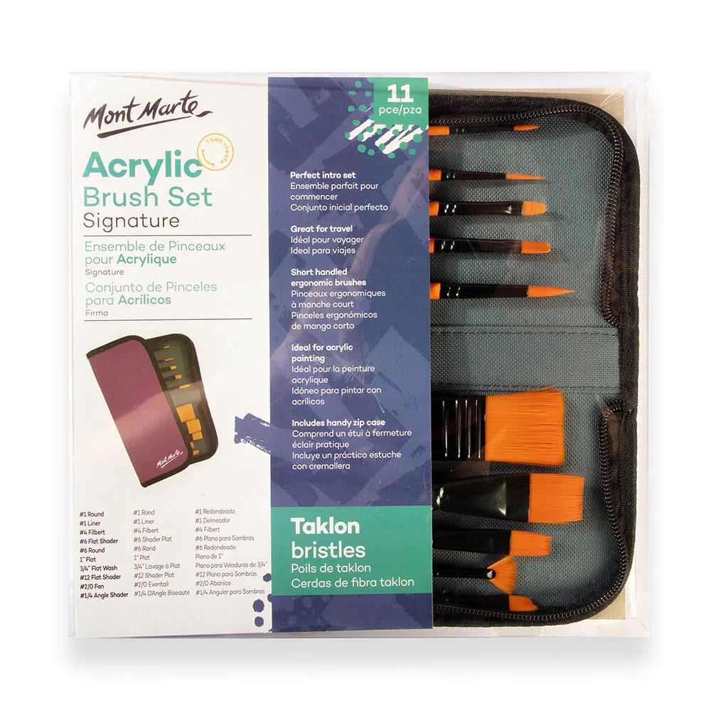 Mont Marte Acrylic Brush Set Signature 11pc