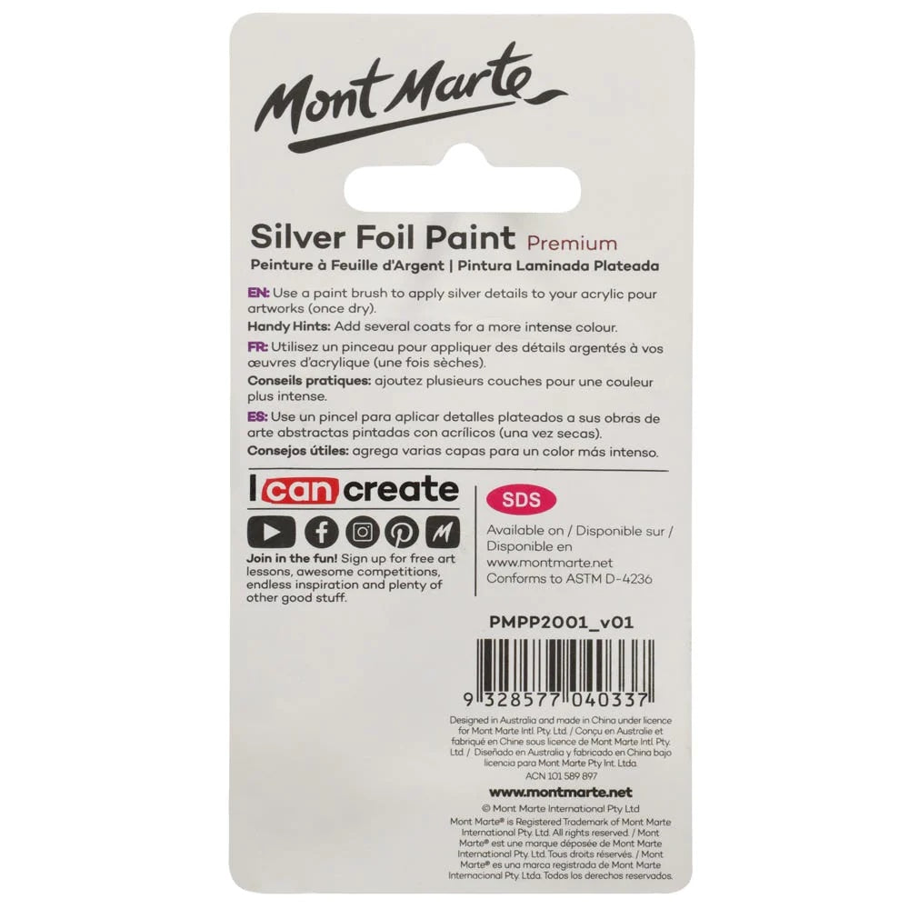 Silver Foil Paint Premium 20ml (0.68 US fl.oz)