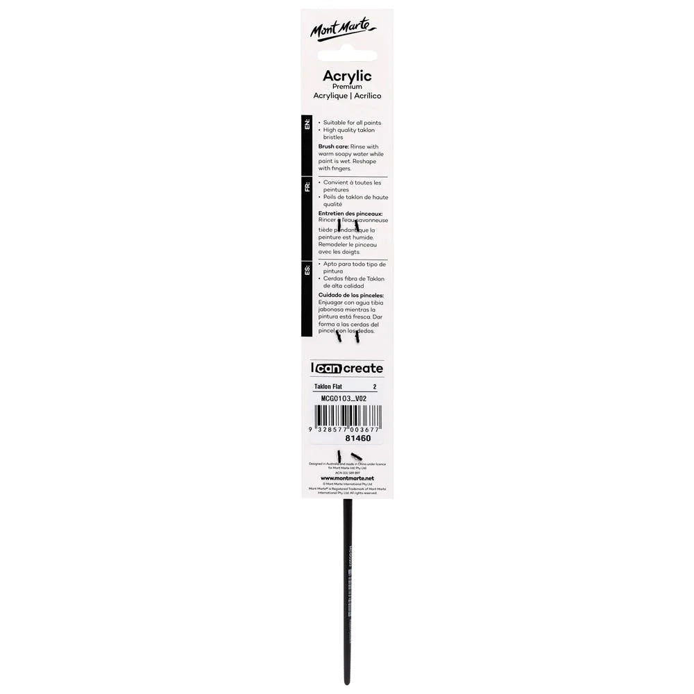 Artist Acrylic Brush Premium Taklon Flat Long 2