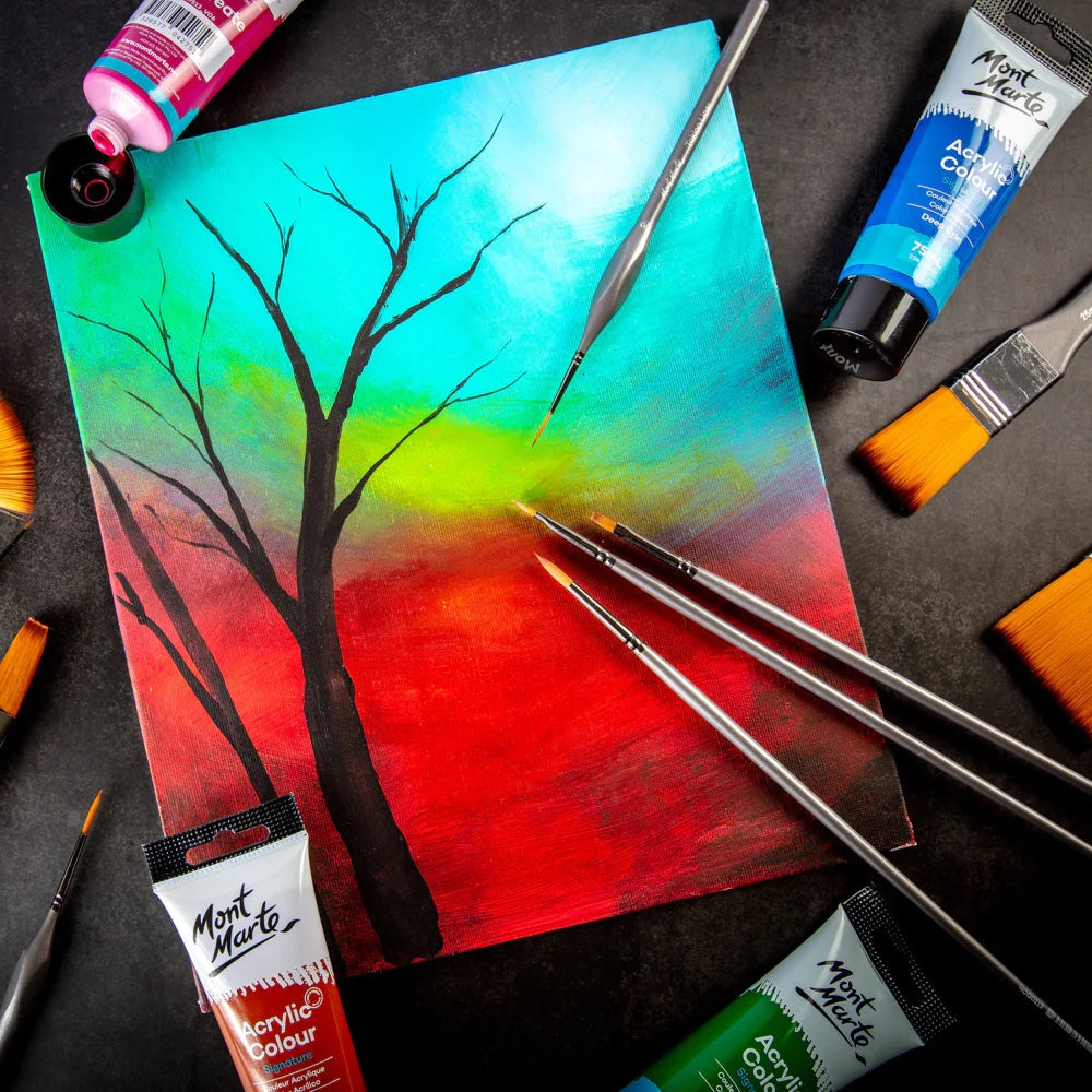 Artist Acrylic Brush Premium Taklon Flat Long 2