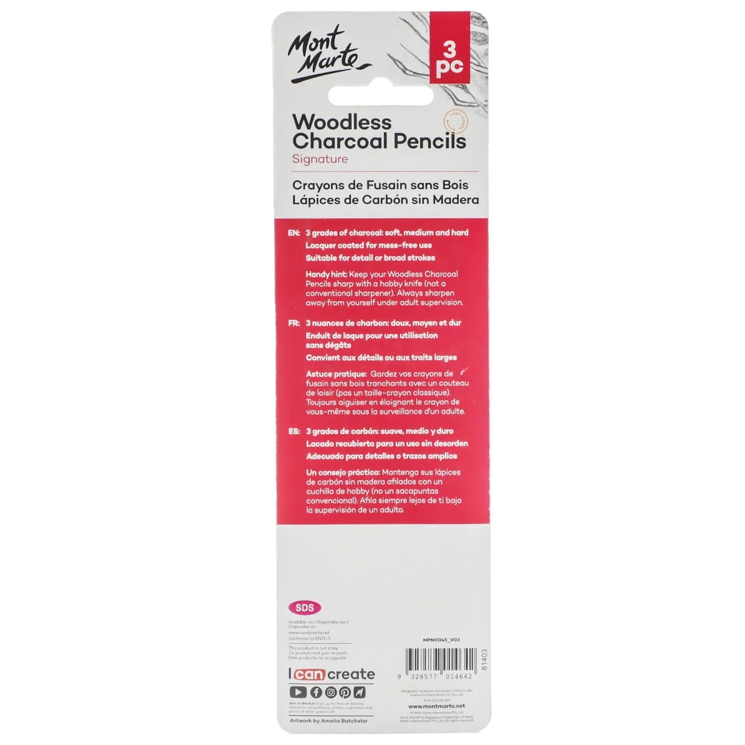Woodless Charcoal Pencils Signature 3pc