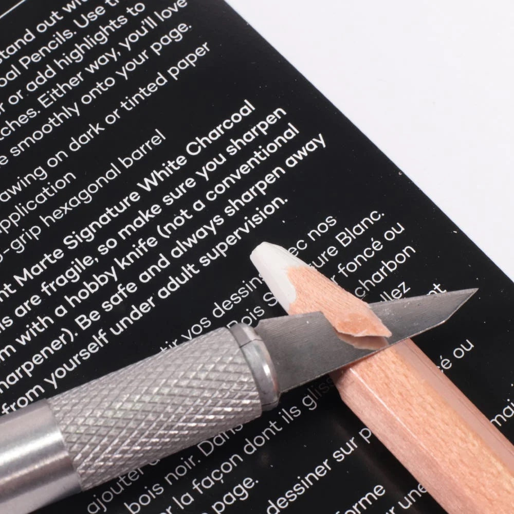 White Charcoal Pencils Lge Hex Signature 2pc