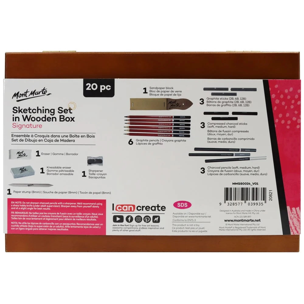 Sketching Set in Wooden Box Signature 21pc