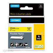 Dymo RHINO Tape 1734525 flexible nylon tape black on yellow 24MMx3.5M